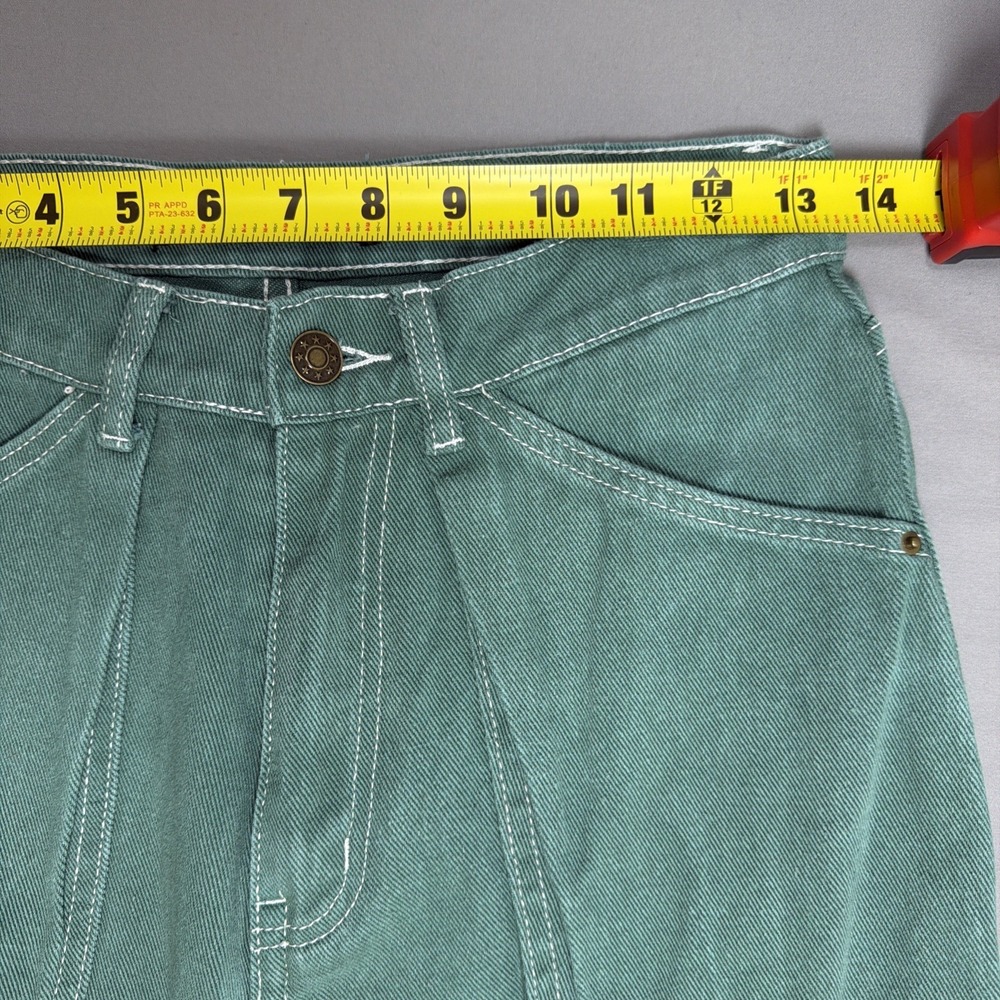Lioness Womens High-Rise Wide Leg Baggy Cargo Green Denim Jeans XS 27x30 - Picture 14 of 16